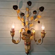 Large Florentine wall sconce, Hollywood Regency, 1960-70.