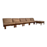 Ensemble de salon / fauteuil / canapé en cuir et chêne Rolf Benz, années 1970