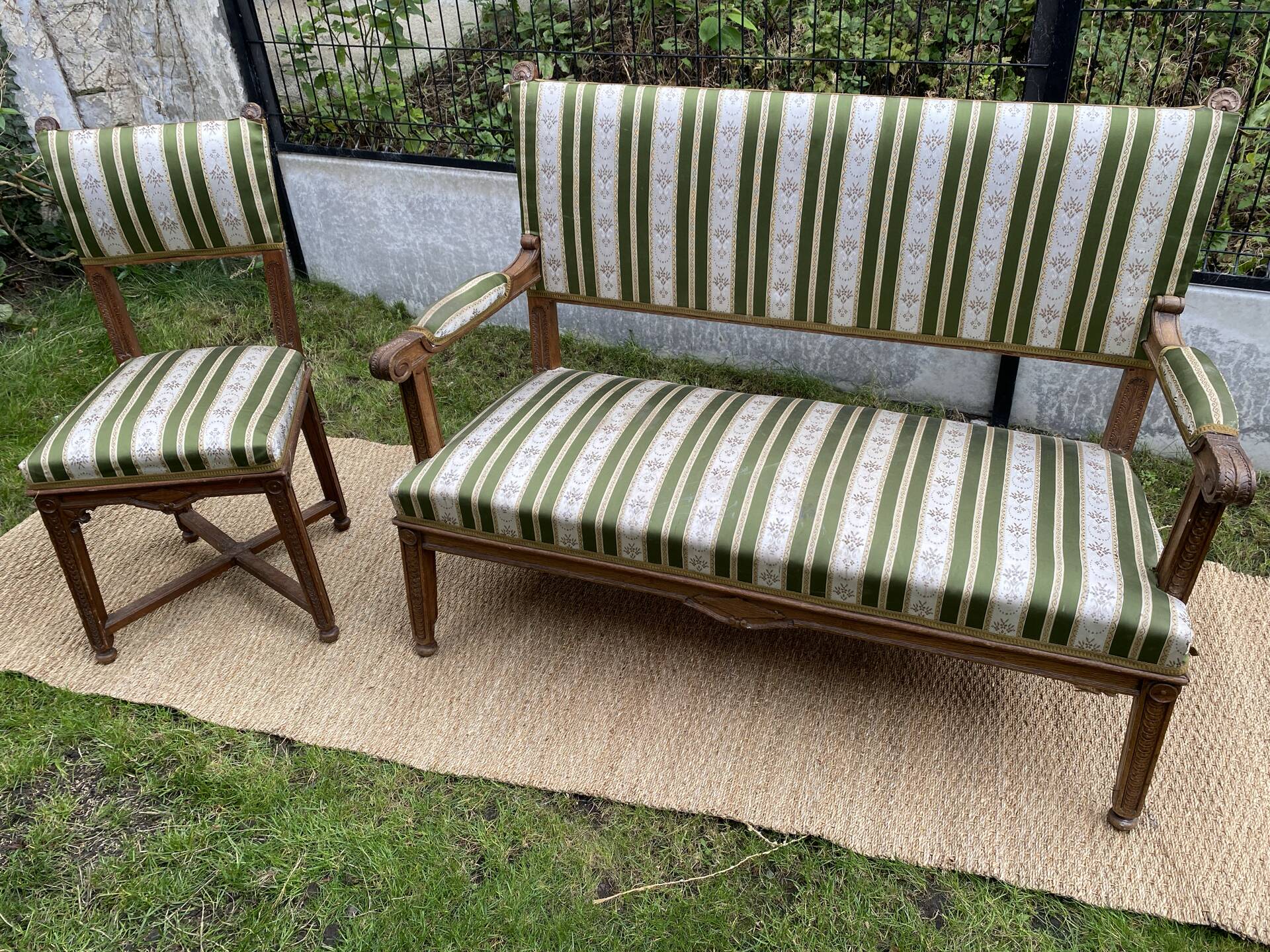 Antique Directoire style salon (2-seater bench + chair)