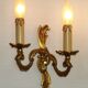 Stylish Vintage French Bronze Double Wall Sconces with Acanthus Leaf Detail