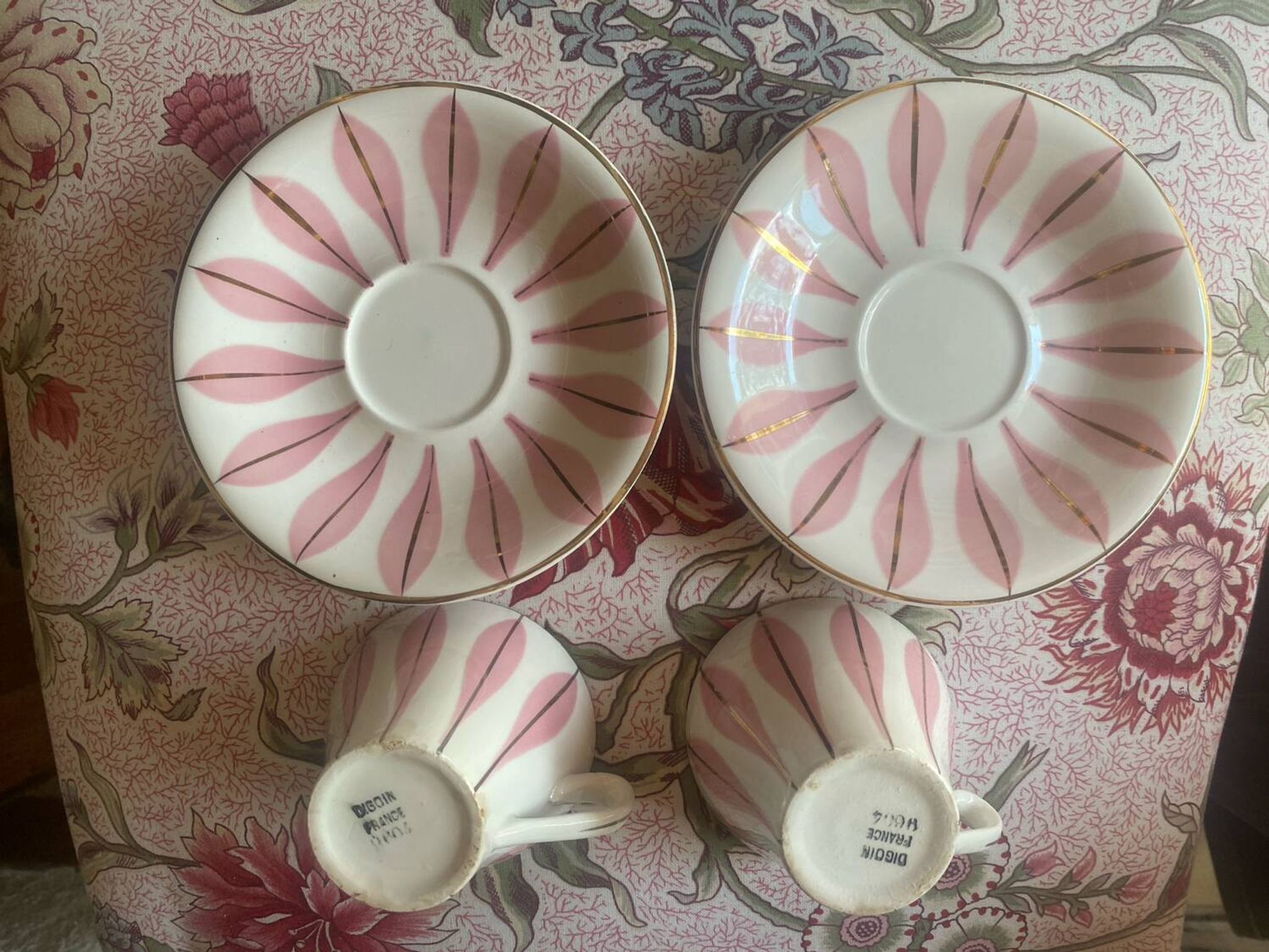 Set of 2 vintage Digoin coffee cups