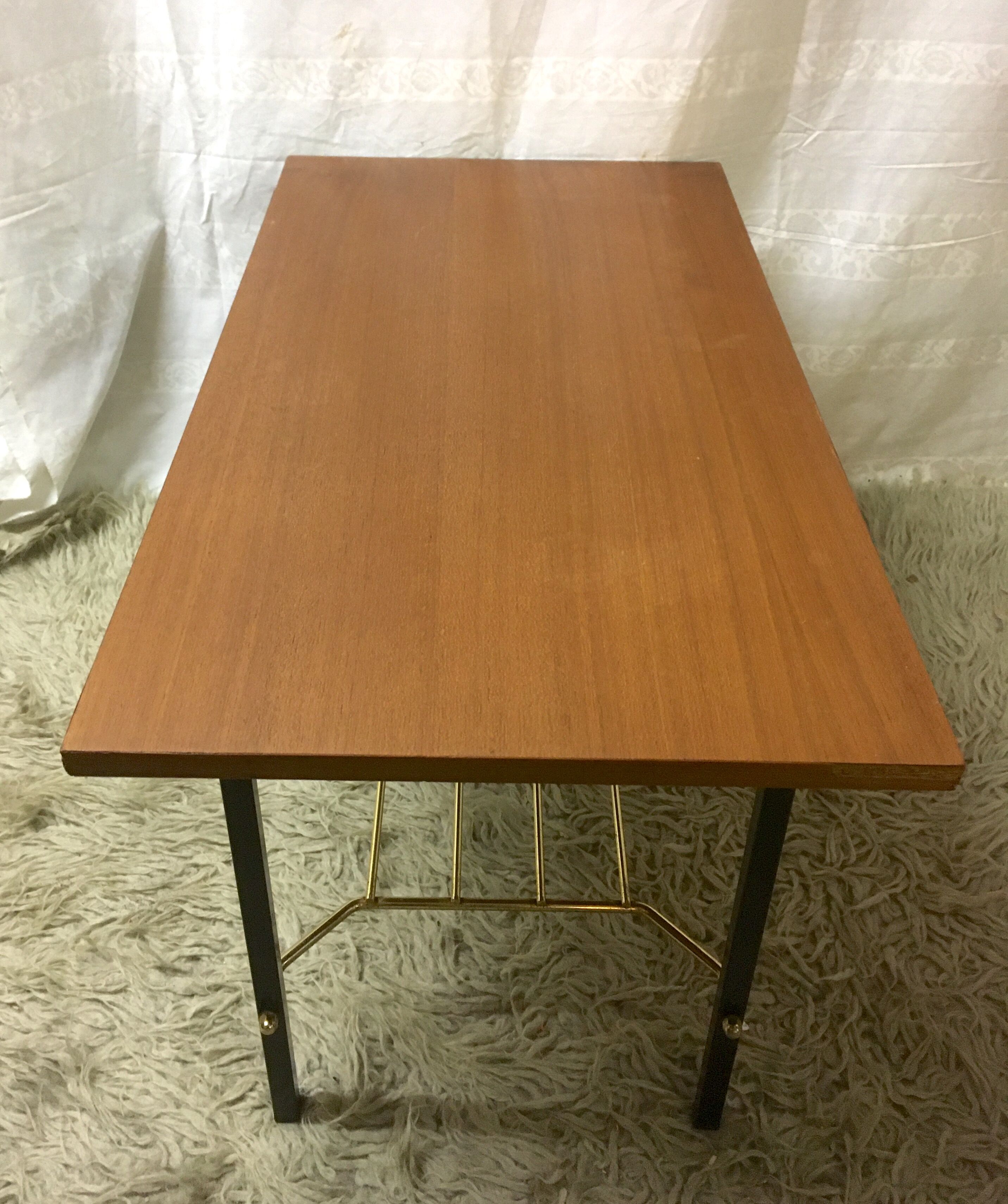 Modernist wood and metal coffee table - 1960s