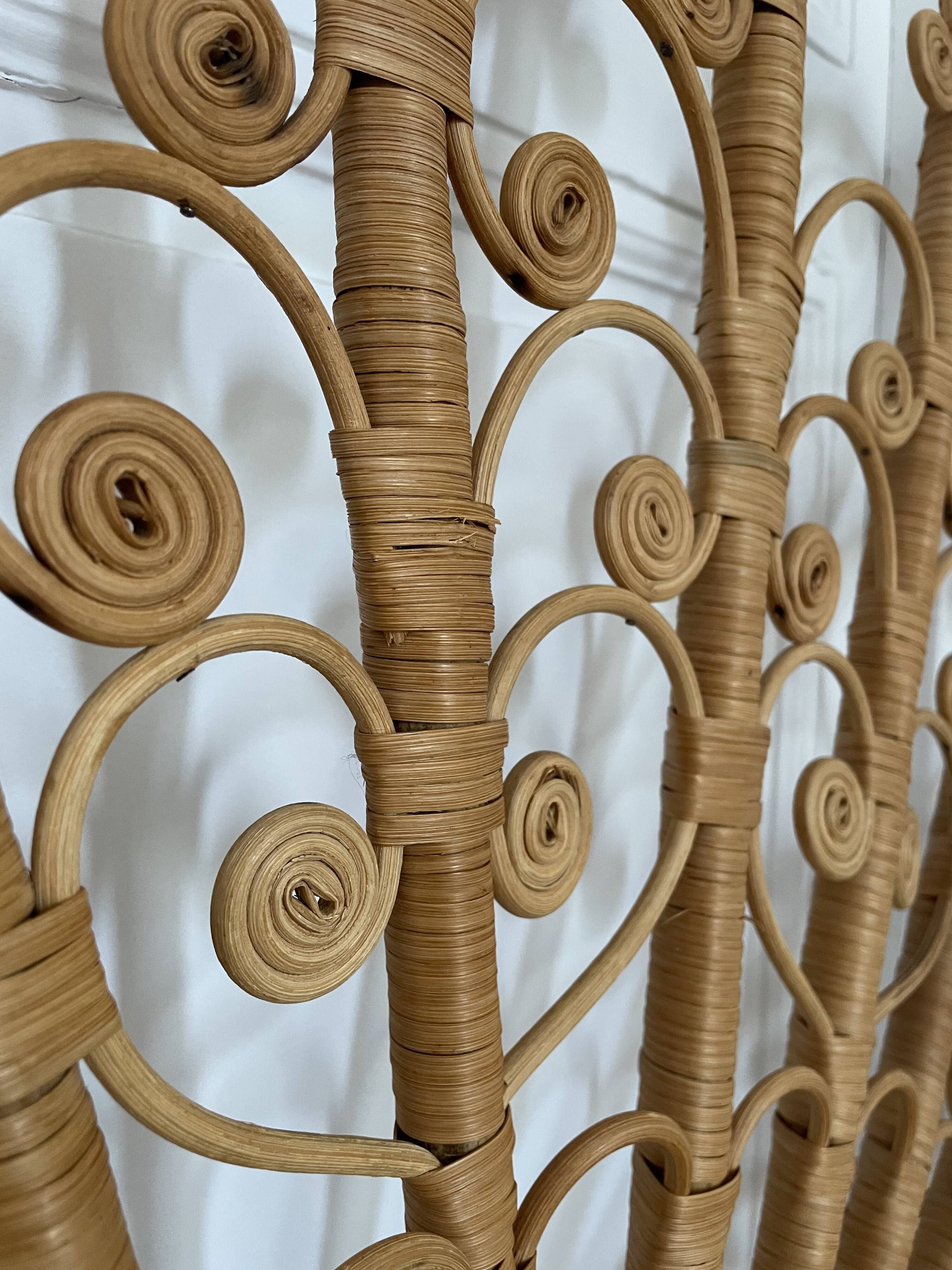 Peacock rattan headboard, circa 1960