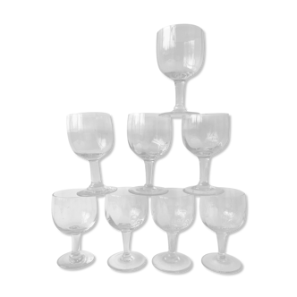 8 antique glasses mismatched