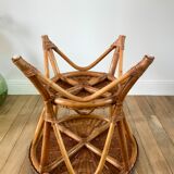 Round rattan coffee table double floor 60s