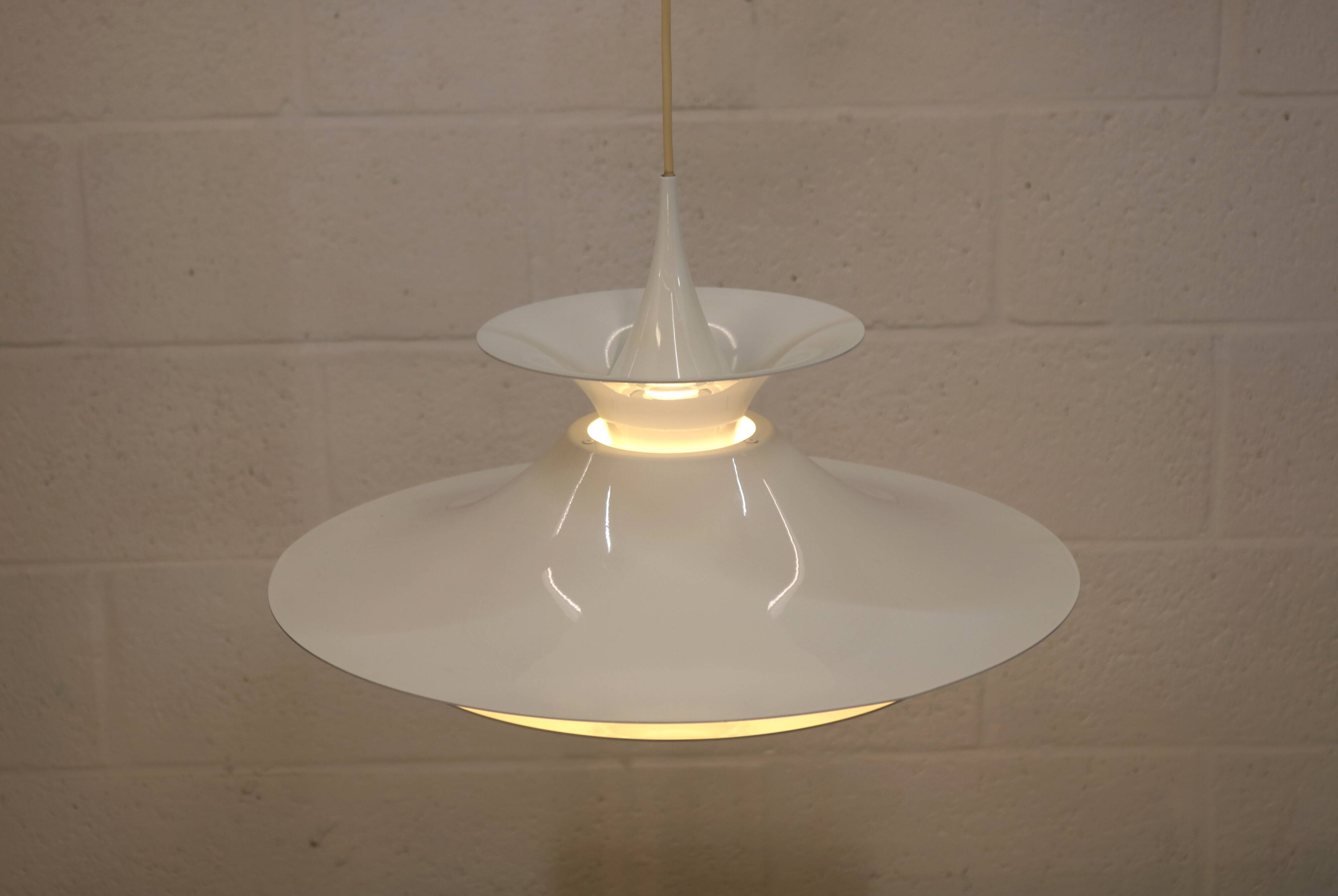 Danish Modern Pendant Lamp: White Radius Model by Erik Balslev for Fog & Mo