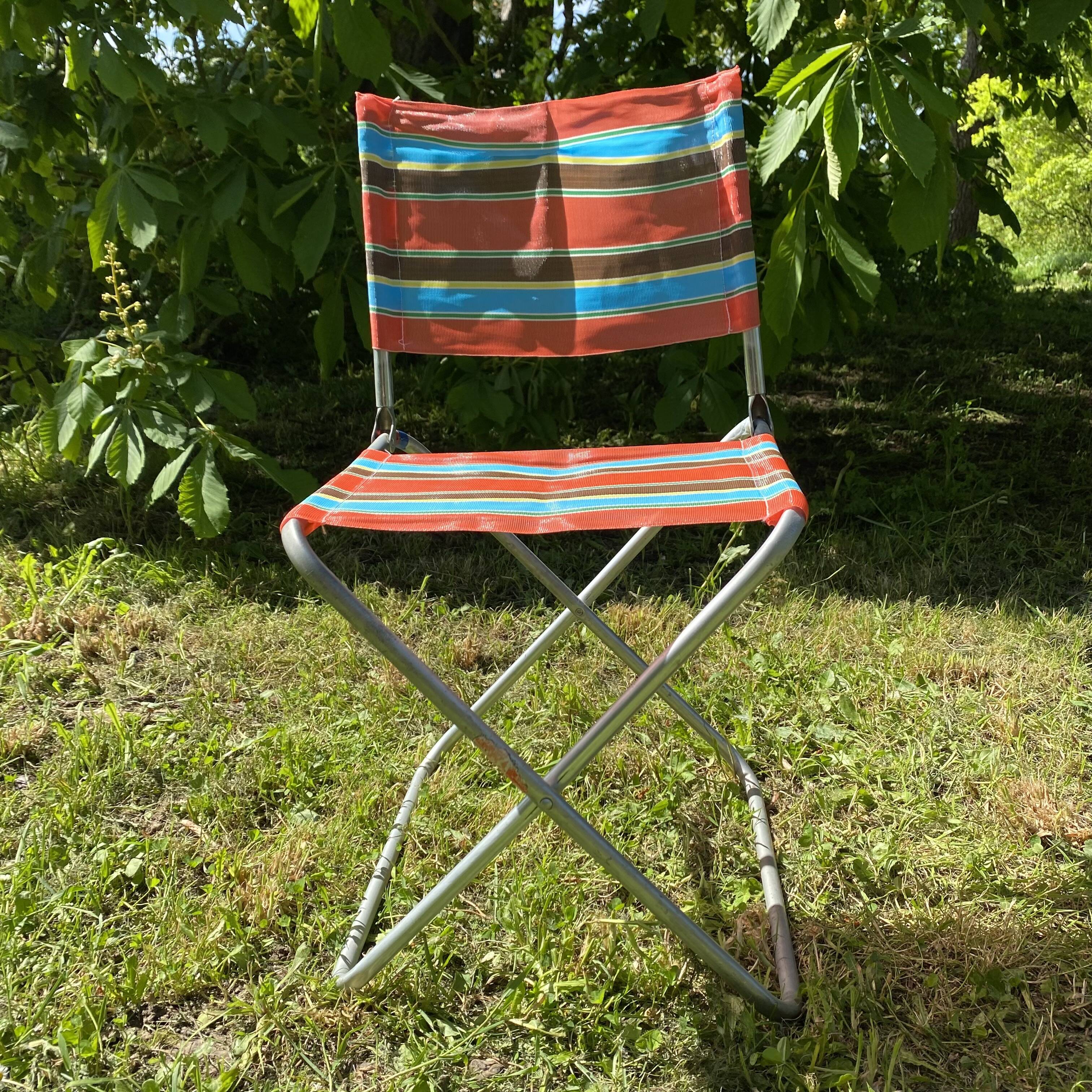 Chaise de camping vintage pliante