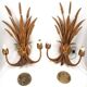 Beautiful pair of wall lights, gold metal, wheat ears, vintage, 48 cm, excellent condition.