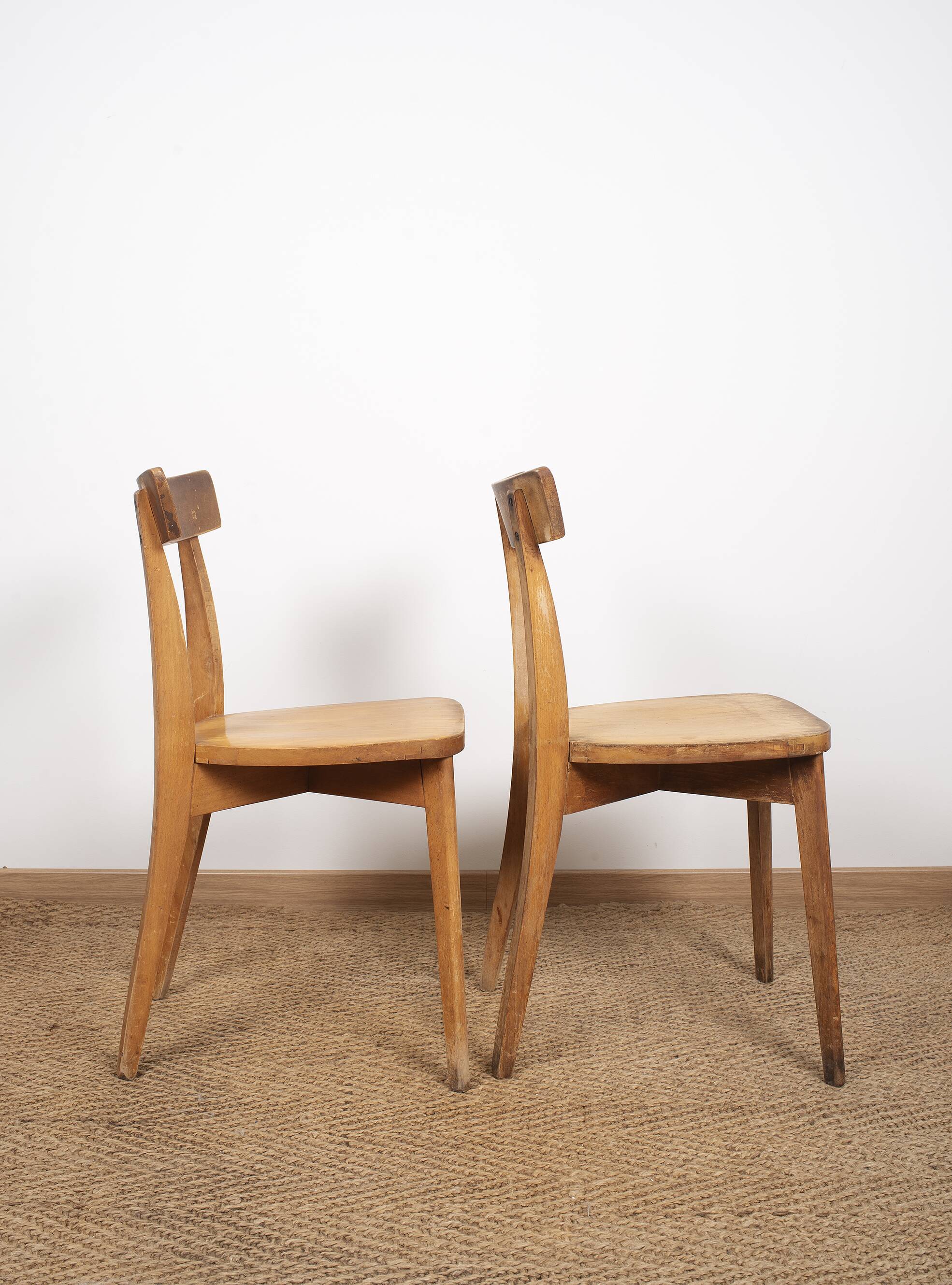 Ensemble de 4 chaises de bistrot luterma, estampillées