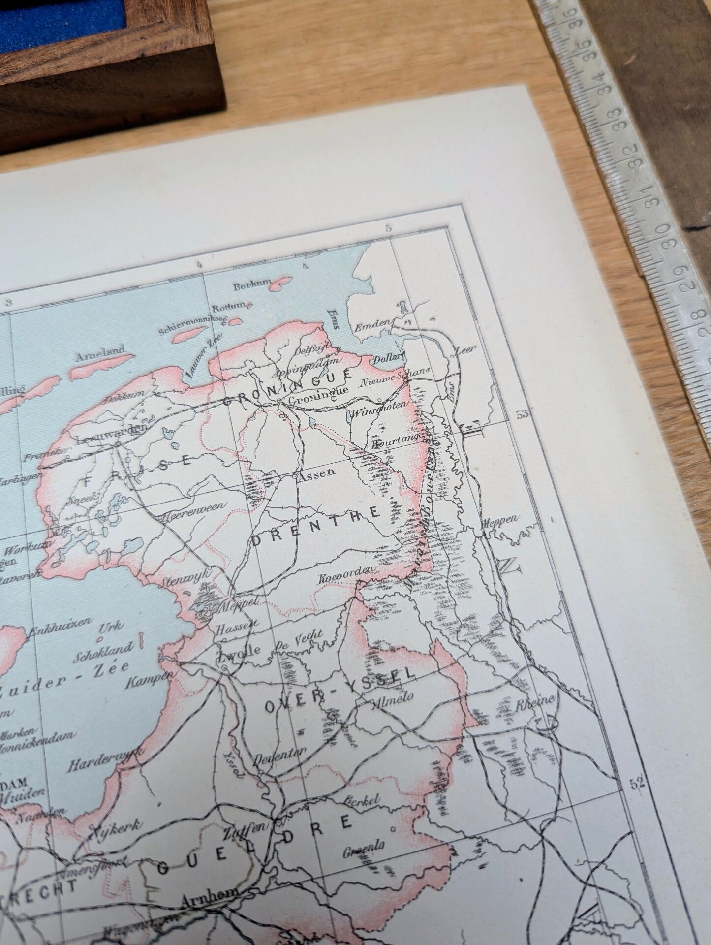 Netherlands and Belgium, period map, 1887, Authentic.