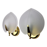 Pair of wall lamps "sheet" in opaque glass, murano, Italy 1980