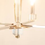 Jacques Adnet. Modernist chandelier in chromed metal. Circa 1940.