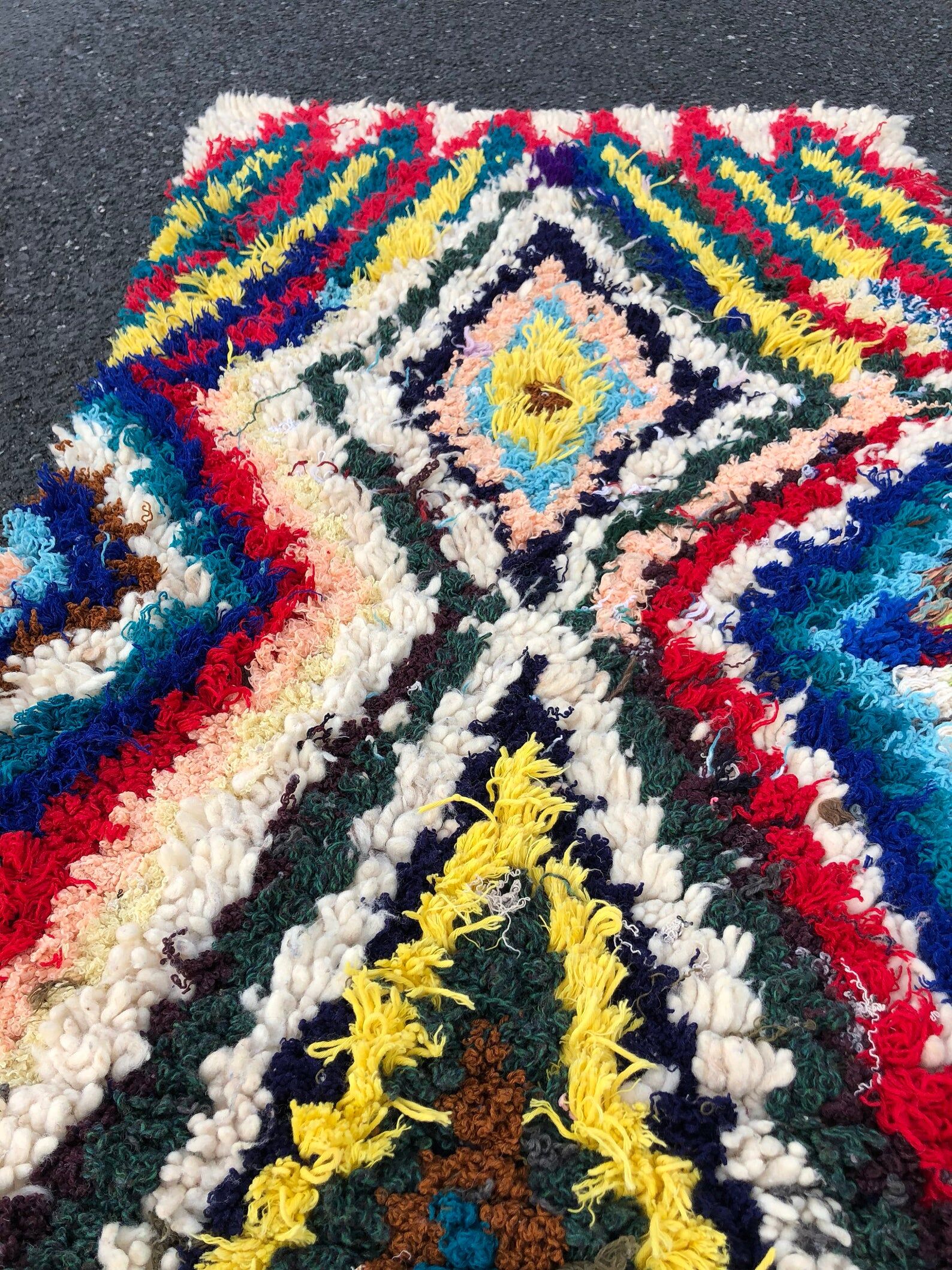 Azilal vintage wool and handmade cotton rug 75x180 cm