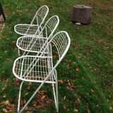 Trio of folding metal chairs