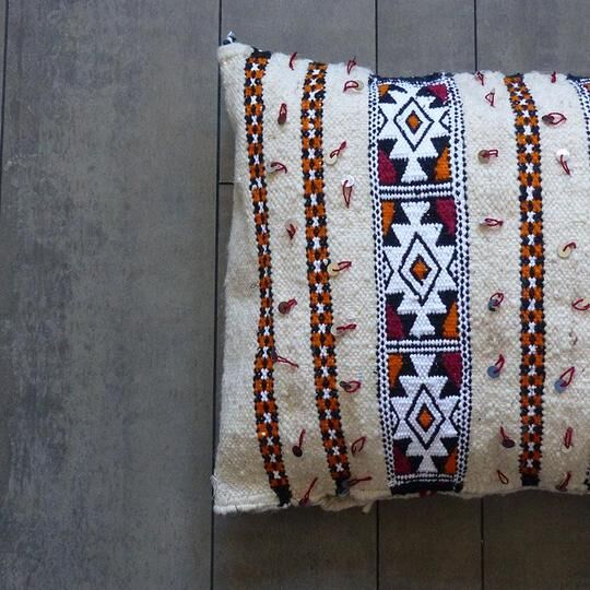 Moroccan kilim cream cushion