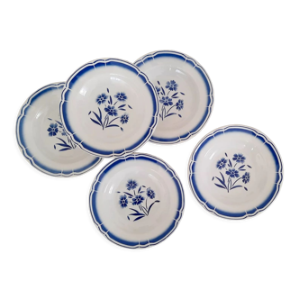 Hollow earthenware plates fb Badonviller décor vintage blueberries