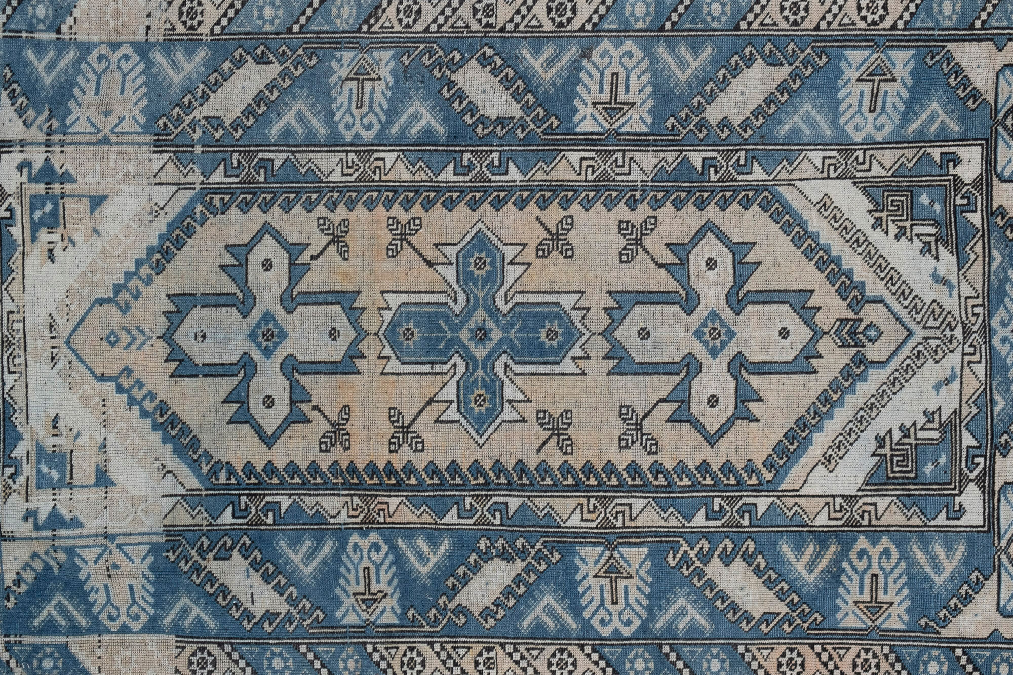 Tapis turc oushak bleu 105 x 175 cm