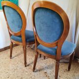 Pair of blue velvet medallion chairs