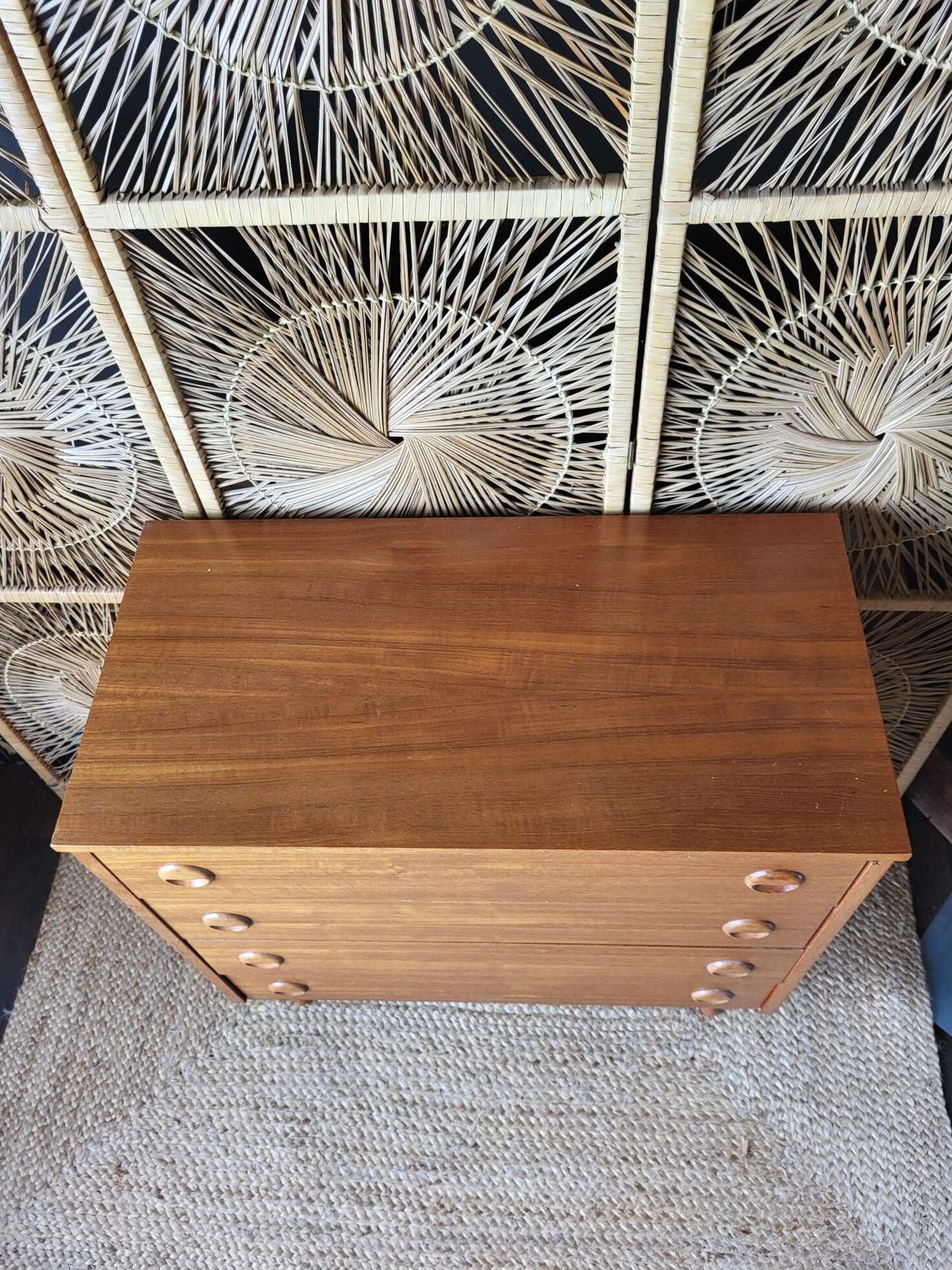 Vintage plated teak chest of drawers