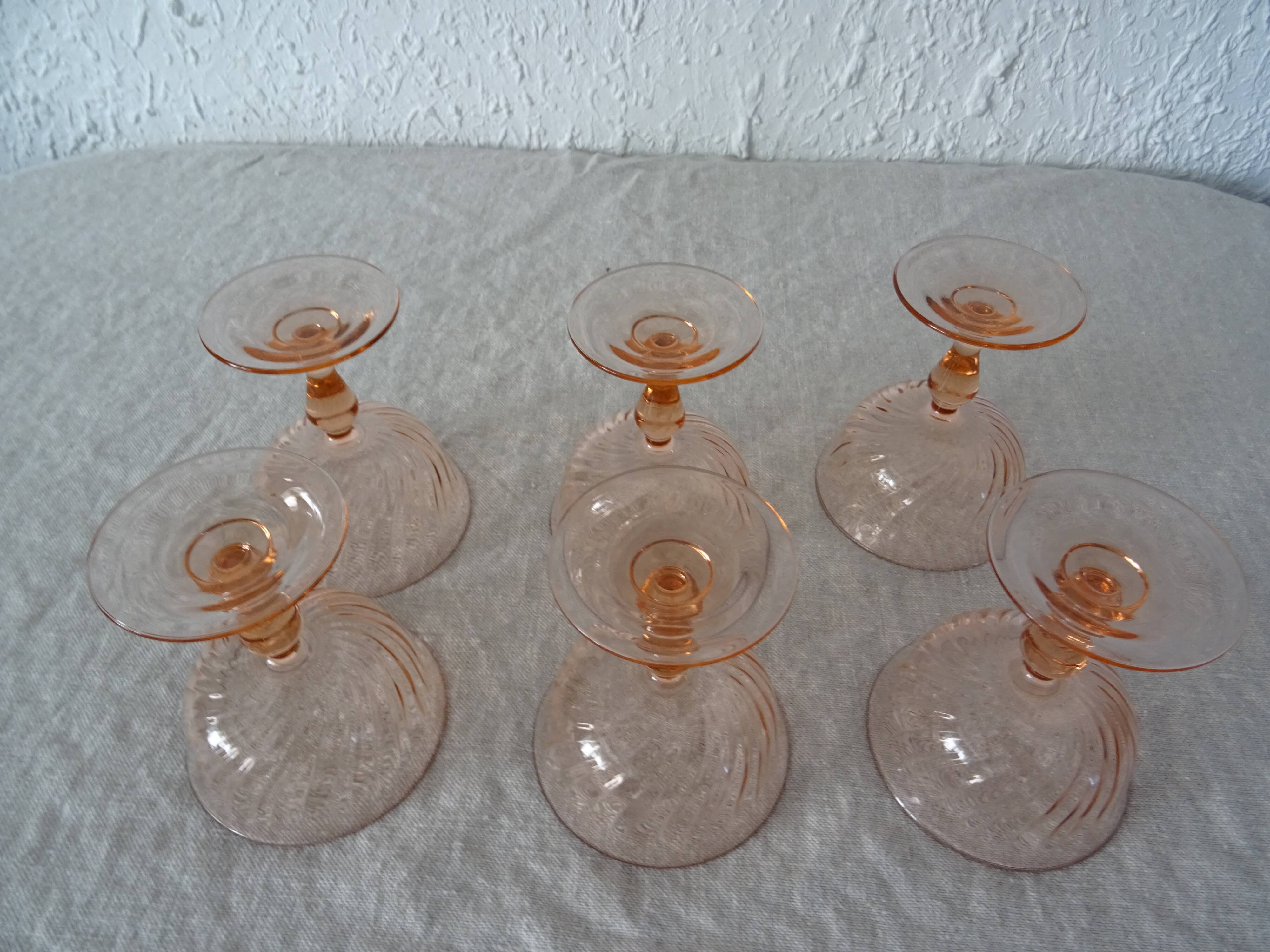 6 glasses dessert or champagne rosaline luminarc 480323 pink glass