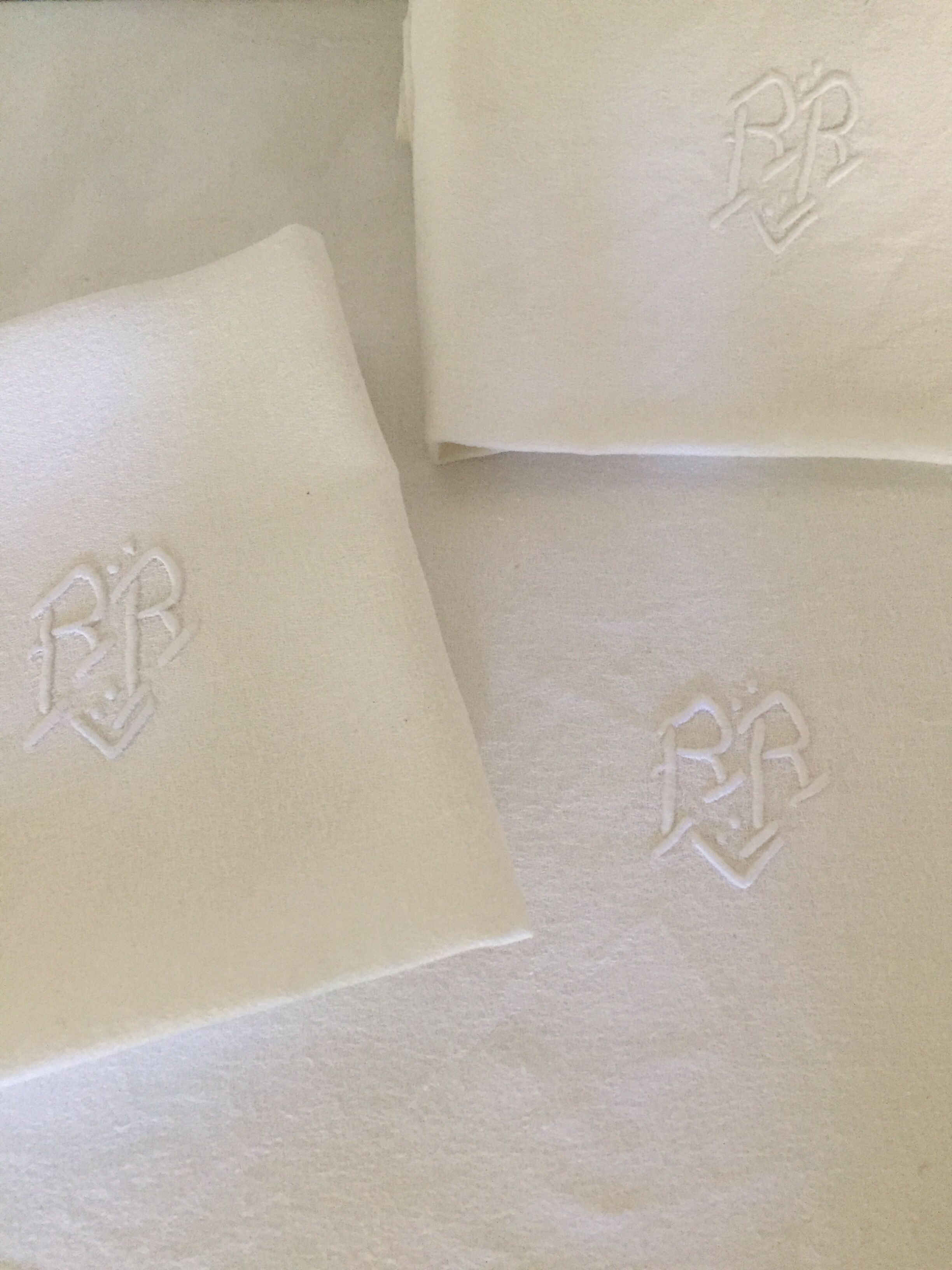 8 damask napkins, monogram, old linen