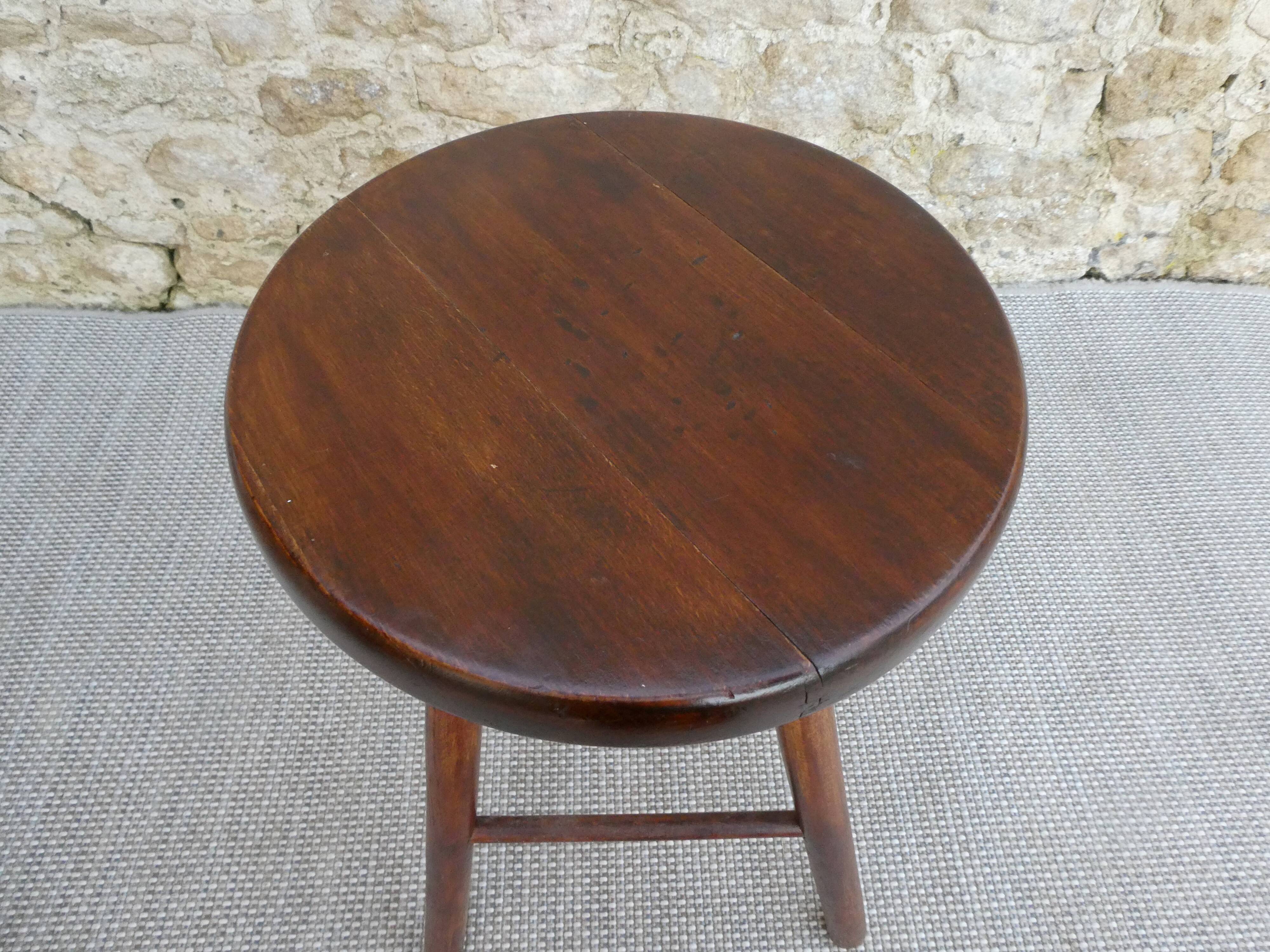 High stool in solid wood 60s