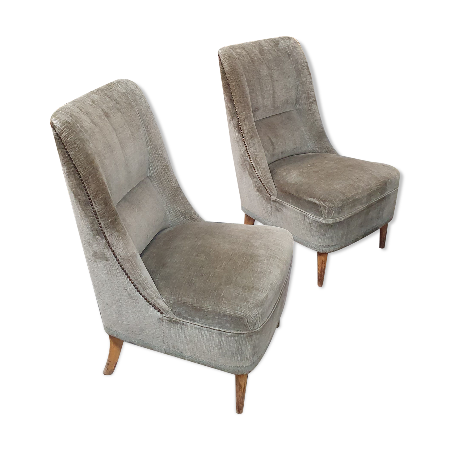 Paire de fauteuils velours anciens