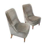 Paire de fauteuils velours anciens