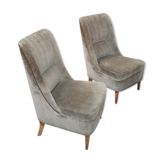 Pair of antique velvet armchairs