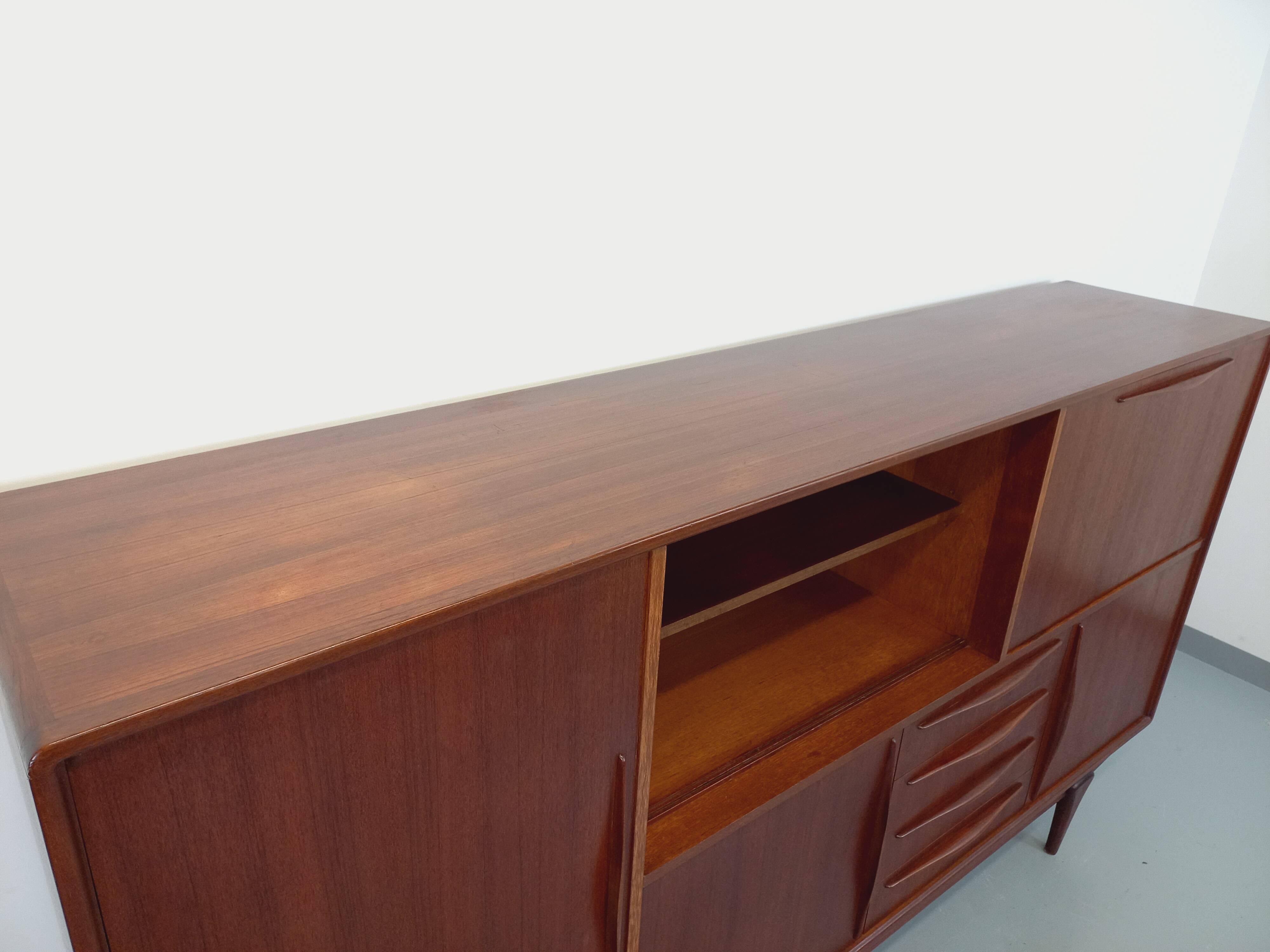 Vintage Scandinavian high sideboard in teak from the 50s and 60s