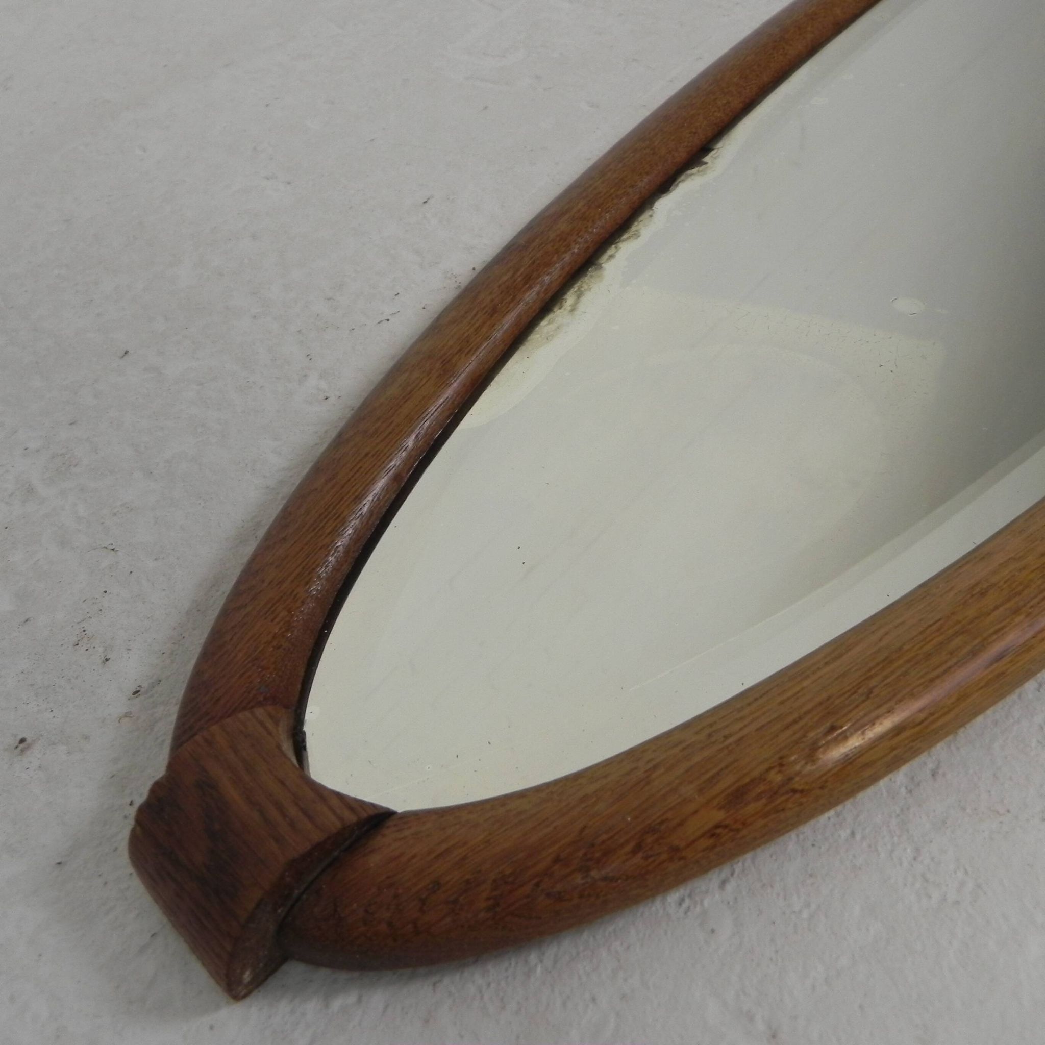 Oval gold mirror with faceted edge, 1950s