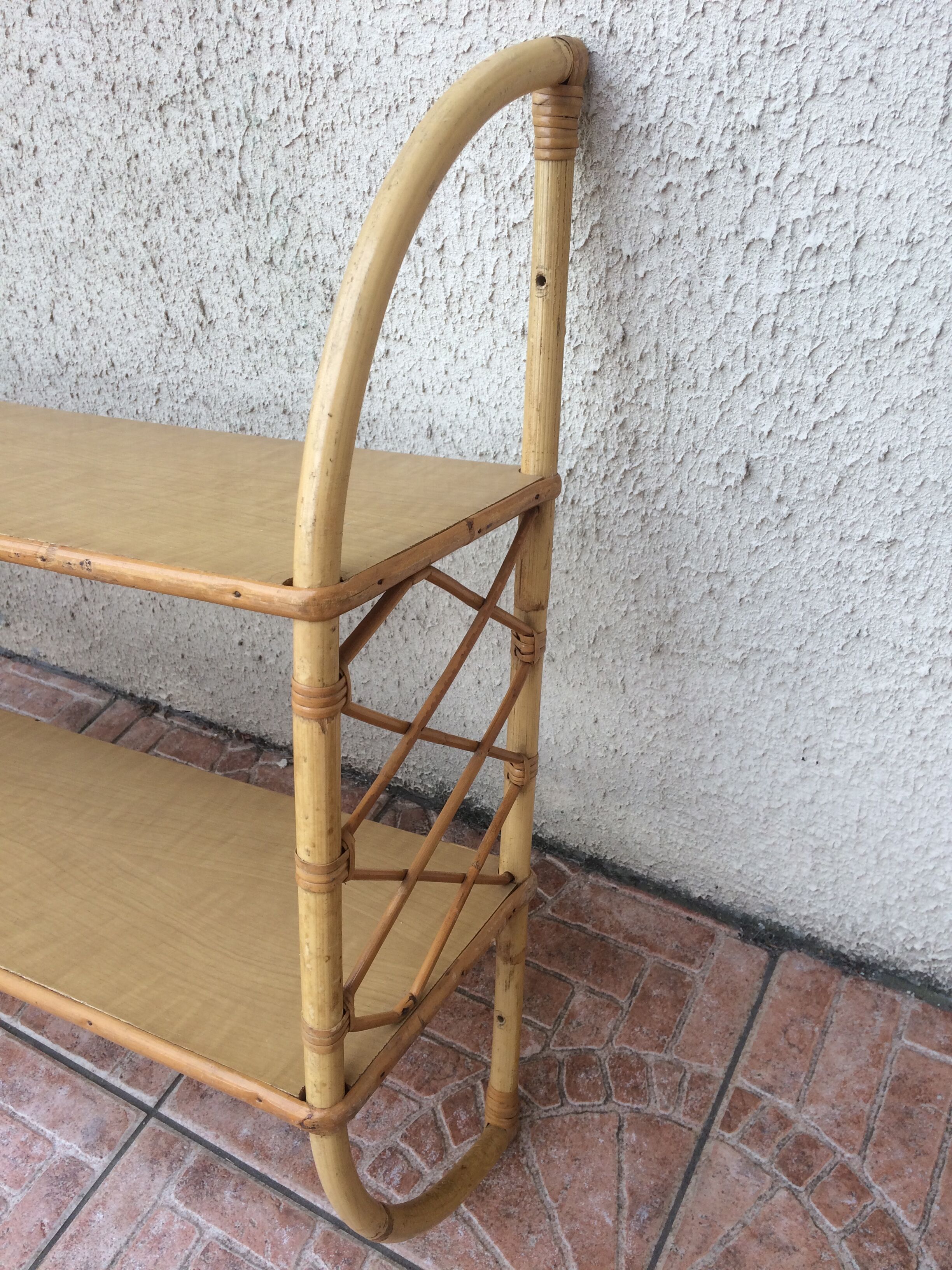 Vintage rattan wall shelf