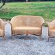 Pair of armchairs and bench in rattan and bamboo from the 60s/70s
