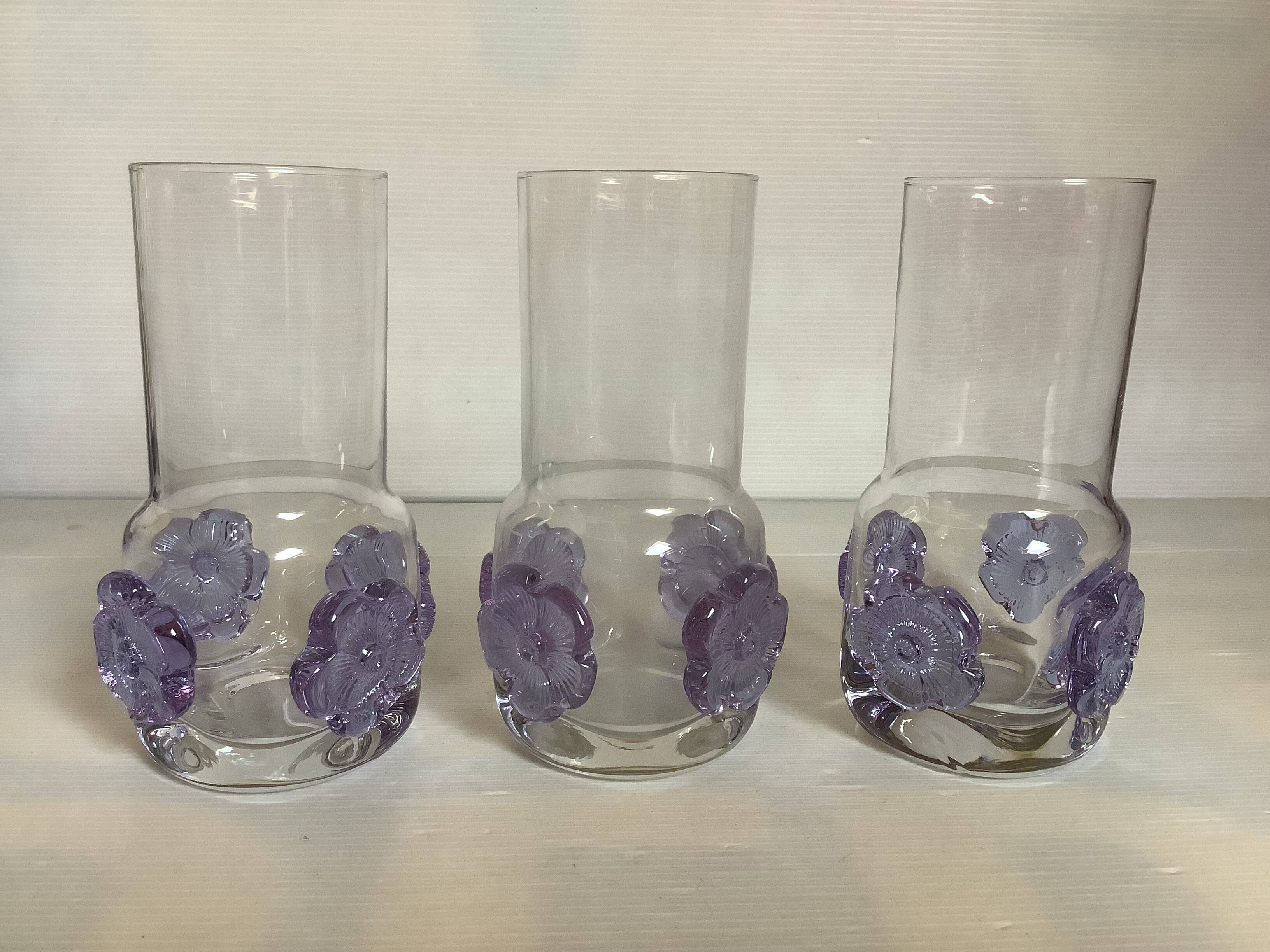 Trio of Czech Sklo Union Crystal glass vases