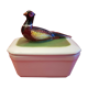 Old butter box in ceramic slurry decoration pheasant statuette
