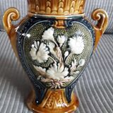 Vintage slip vase with floral decoration