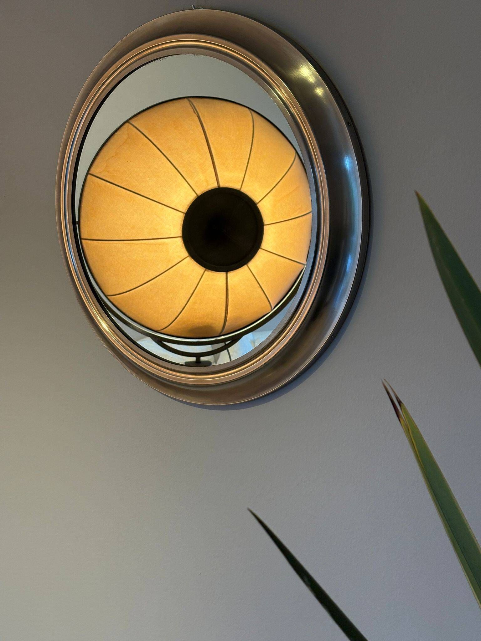 Round metal mirror, Italy 1970s