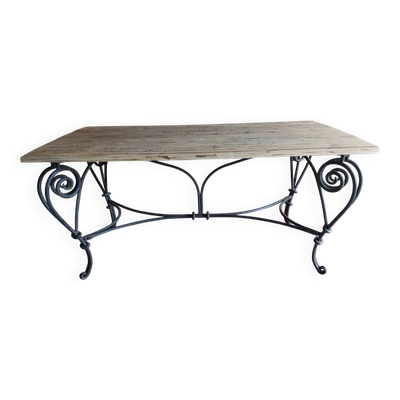 Table bois et fer forgé