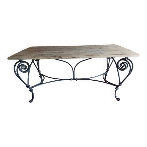 Table bois et fer forgé