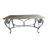 Table bois et fer forgé