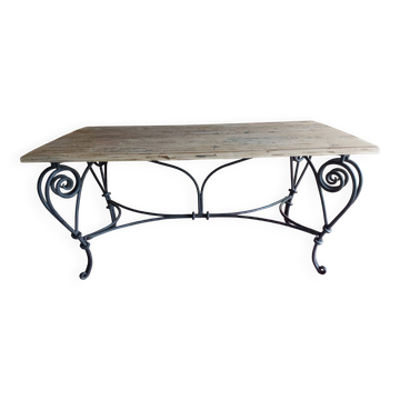 Table bois et fer forgé