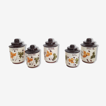 Series of 5 vintage spice jars from the 70s