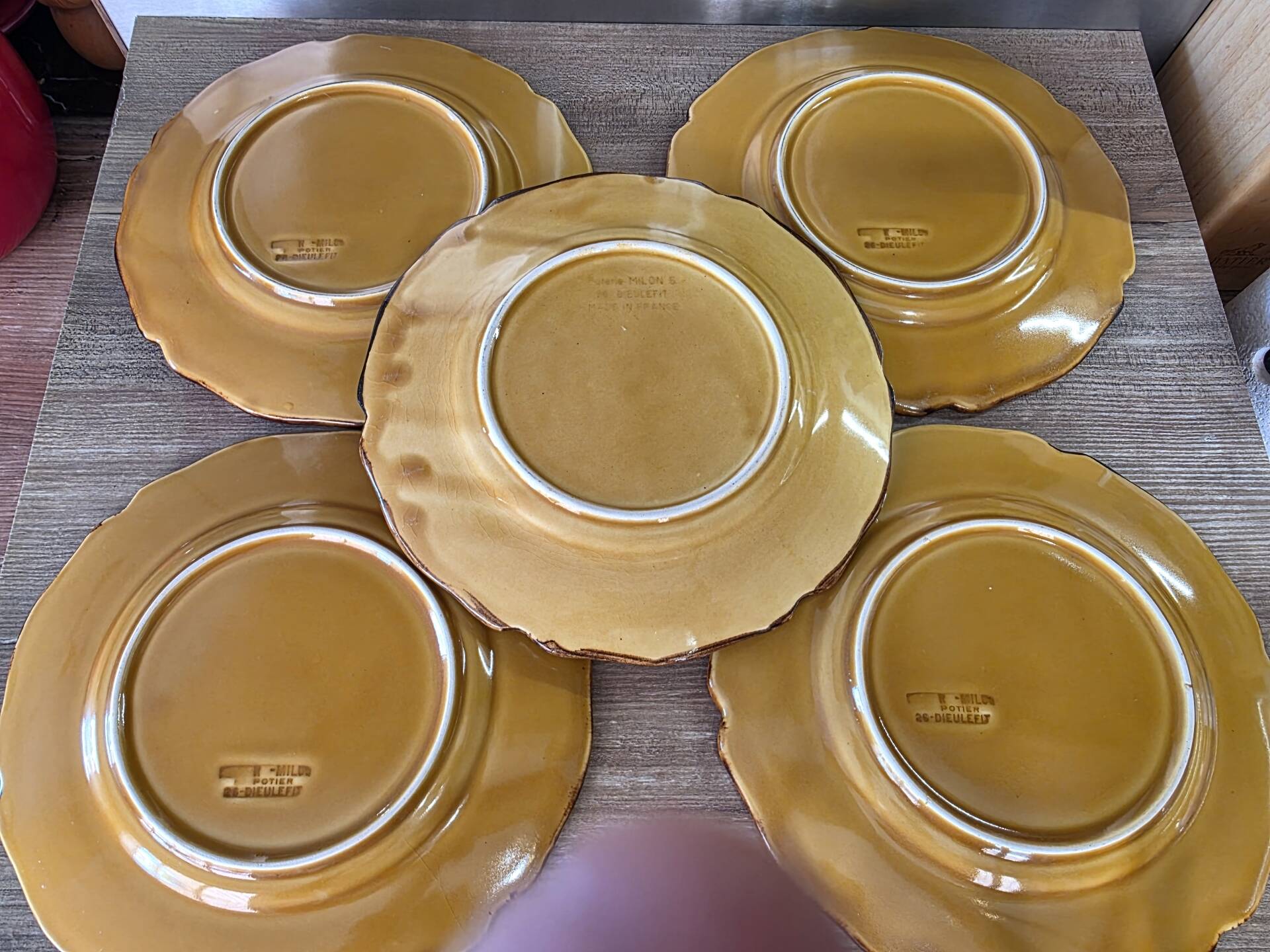 5 Dieulefit Milon plates in glazed earthenware