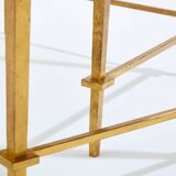 Pair of side tables in gilded iron and black lacquer Maison Ramsay 1950
