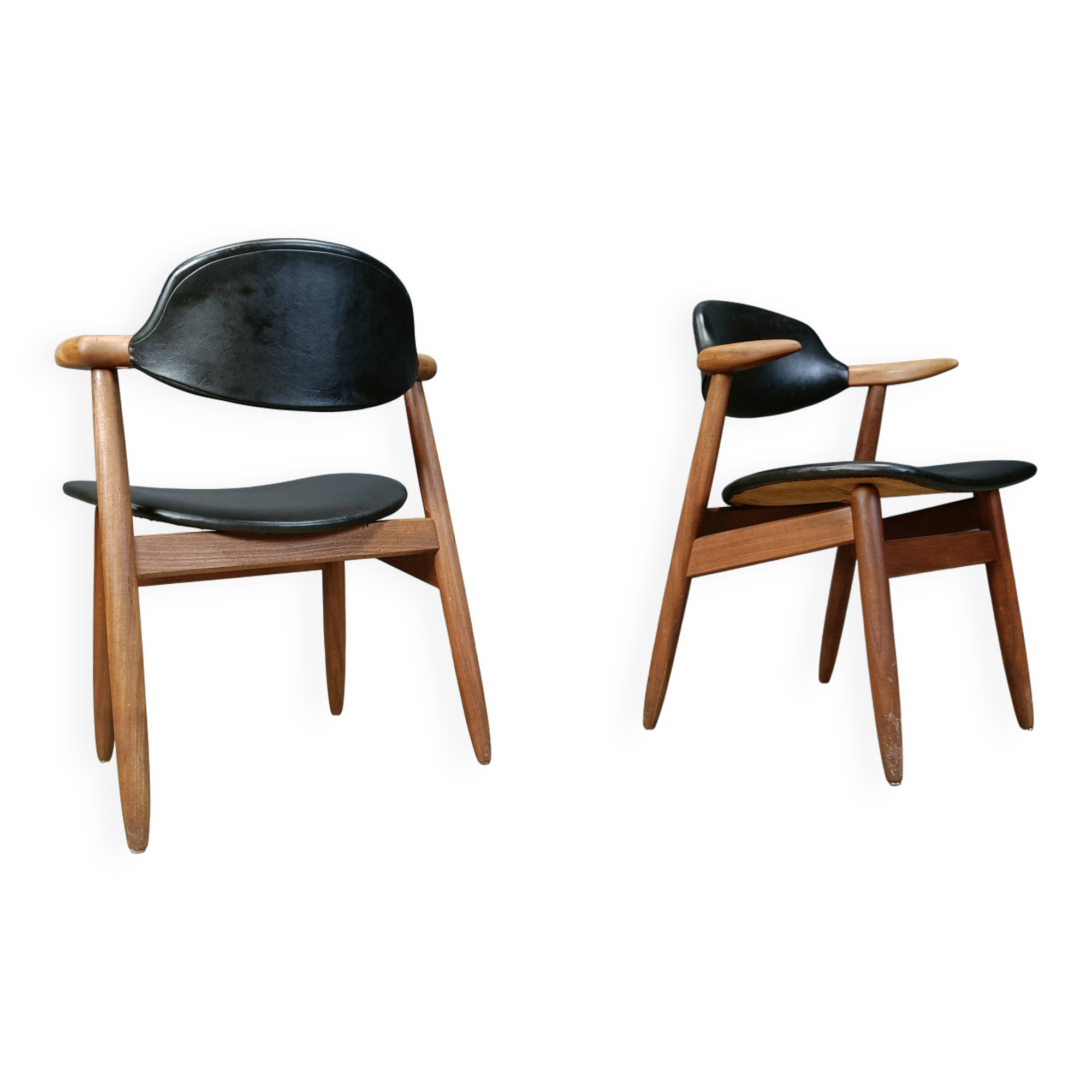 Vintage Cowhorn Dining Chairs by Tijsseling Meubelfabriek, Hulmefa, 1960s,