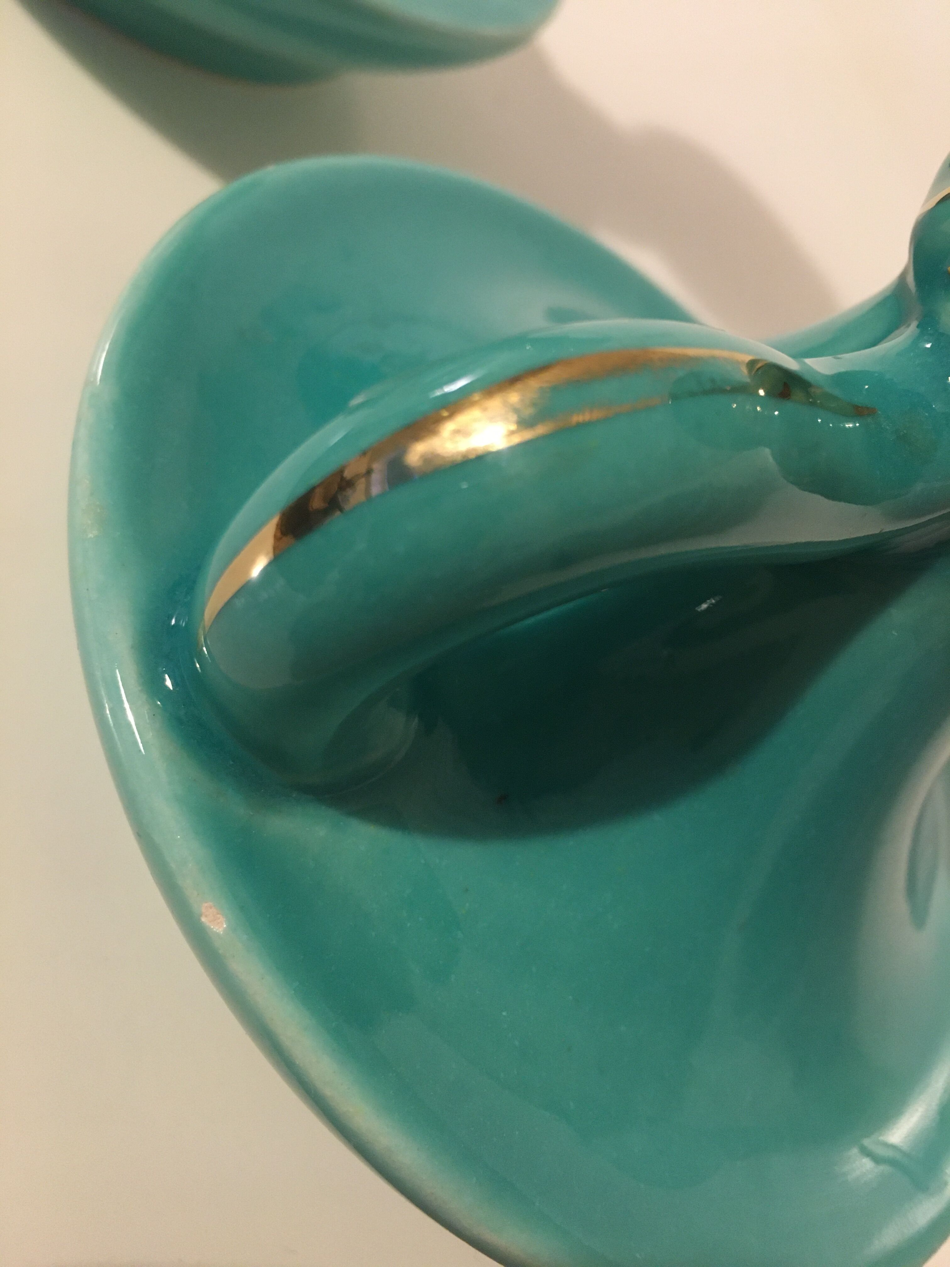 Pair of turquoise ceramic candlesticks