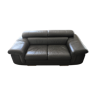 Canapé 2 places en cuir vachette gris anthracite