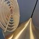 Minimalist and elegant gold coloured hanging lamp designed by Ejnar B. Mielby for Danish LYFA