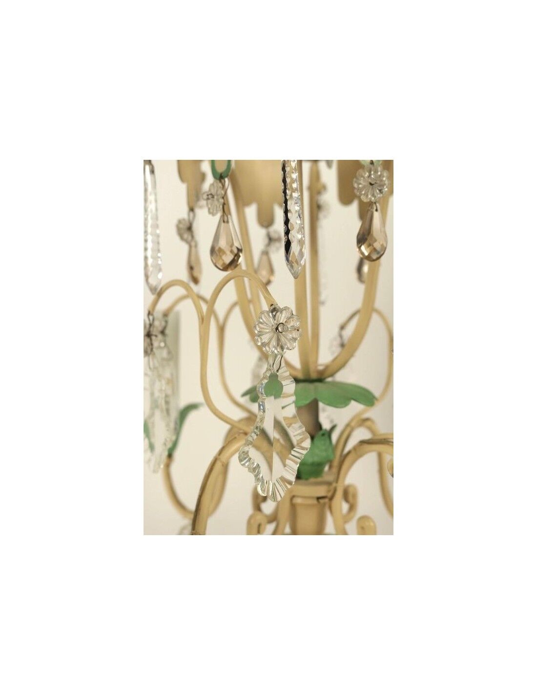 Chandelier 1950s painted metal and grapevines