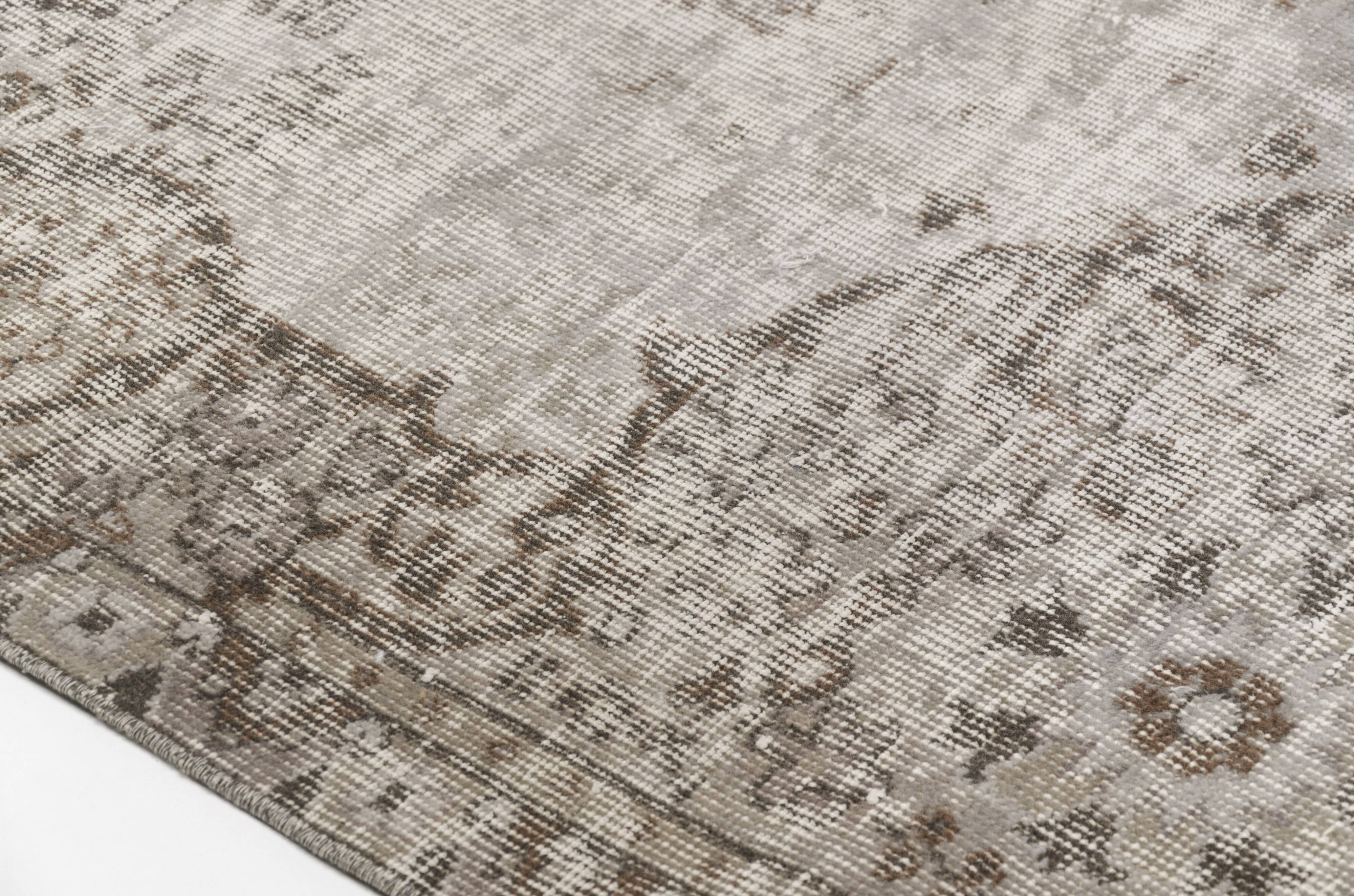 Grey Oushak Antique Wool Carpet
